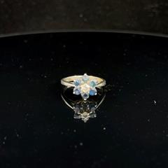 Synthetic Sapphire & Diamond Ring .10 CT. 10K White Gold 2.27g